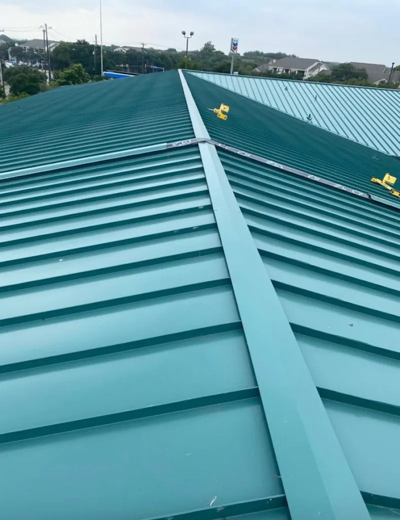 Green commercial metal roof ridge and valley for Metal Roof Repair in Annville